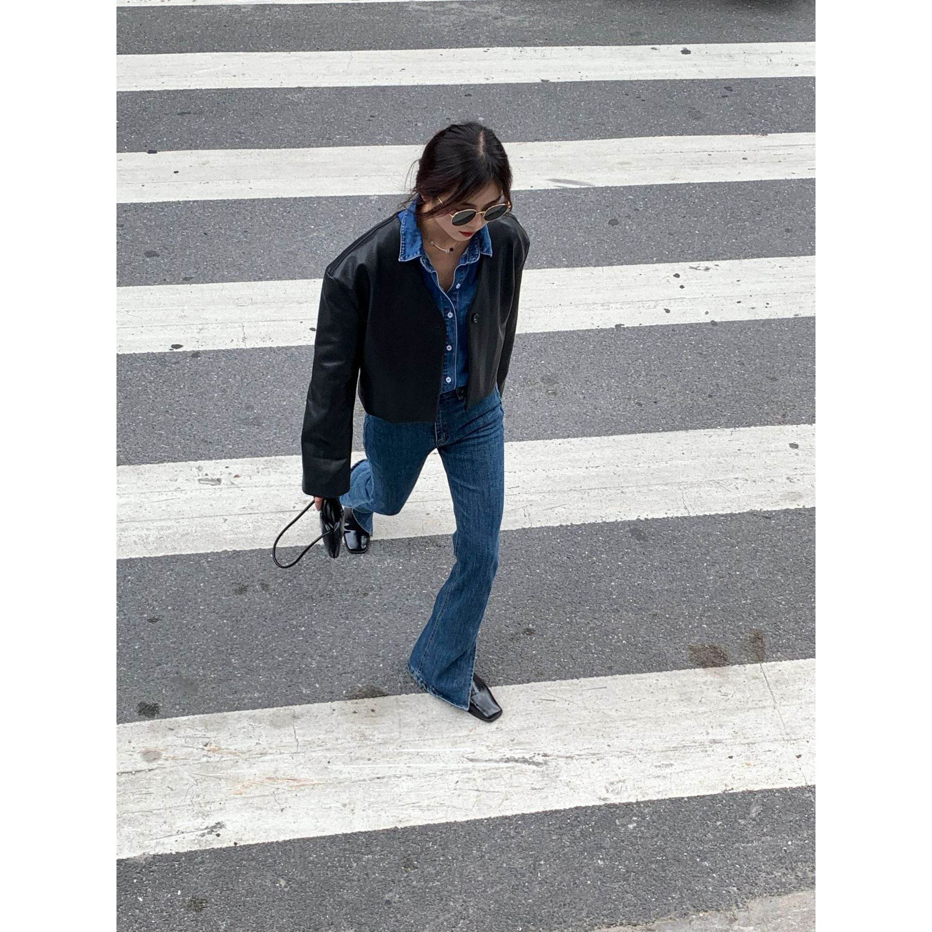 Women's High Waist Casual Stretch Flare Slit Jeans Women - Mubimart