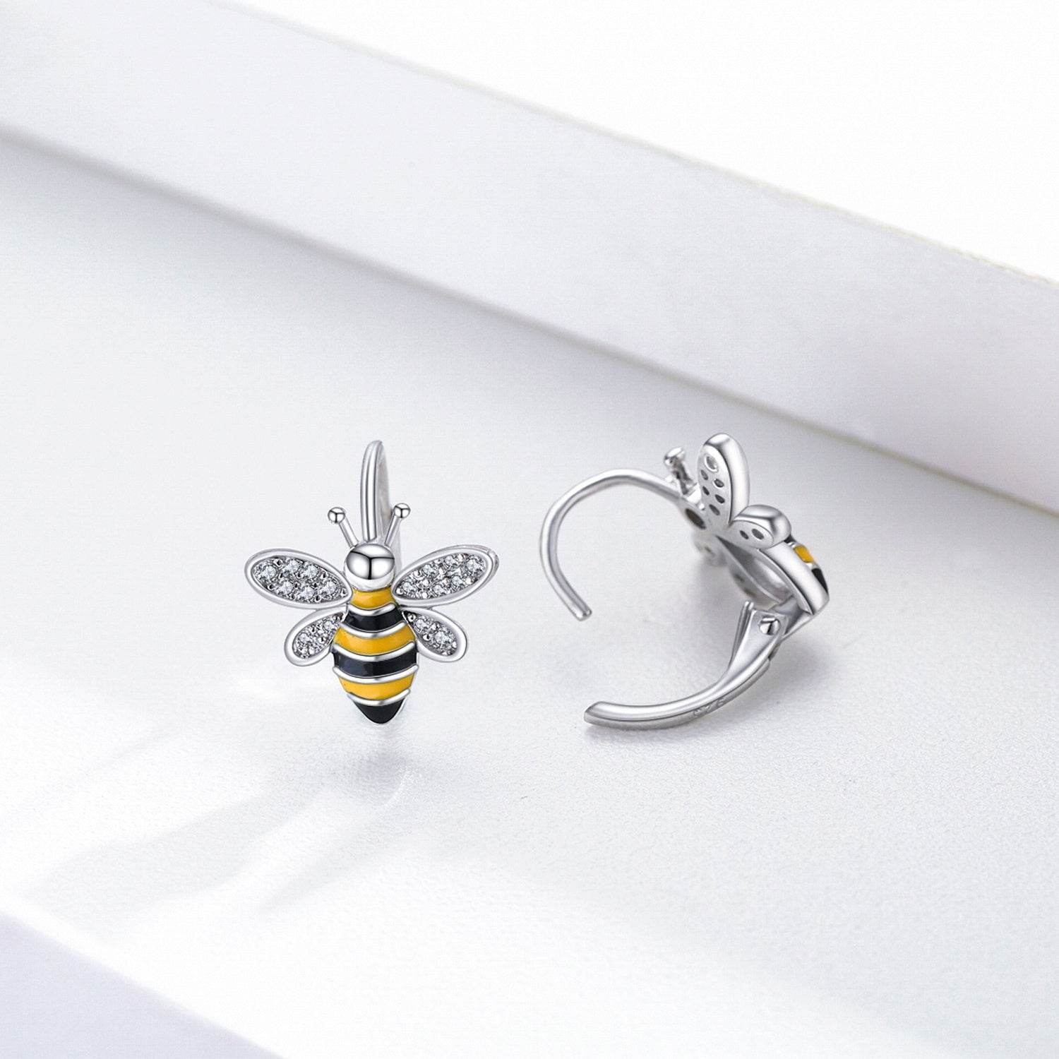 Bee Earrings S925 Sterling Silver Bumble Honey Huggie Hoop Earrings Bee Jewelry Gifts for Women Girls Teen - Mubimart