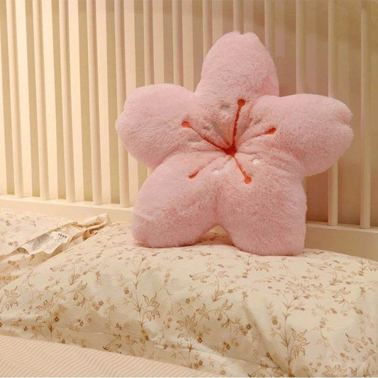 Ins Cherry Petals Pillow Girl Bedroom Living Room Decor Bay Window Floor Seat Cushion Plush Tatami Cherry Blossom Cushion - Mubimart