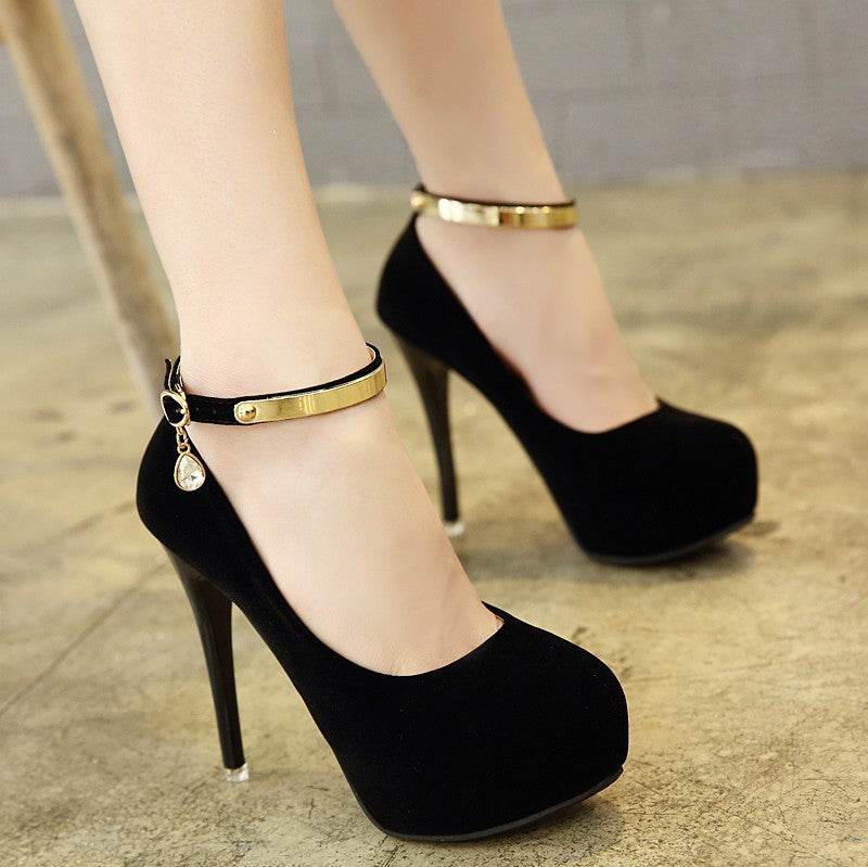 Pumps Shoes Woman Pumps Metal Ankle Strap Wedding Party - Mubimart