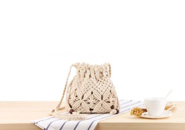 Knitted Tassel Bag Beach Women Bag woven Bag - Mubimart