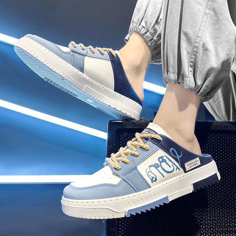 New Slip-on Lofter Heel-free Toe Cap Semi Slipper Men - Mubimart