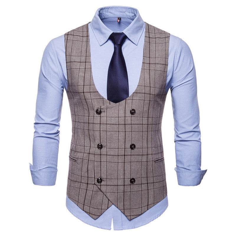 Houndstooth Men's Fashion Casual Vest Slim Suit Vest Hot Sale - Mubimart