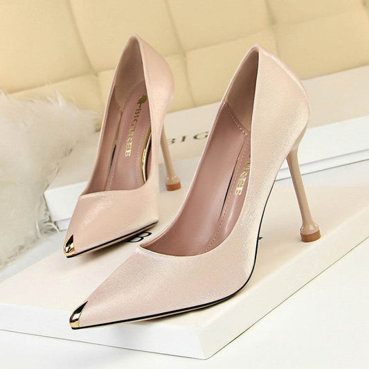 Metallic satin stiletto heels - Mubimart