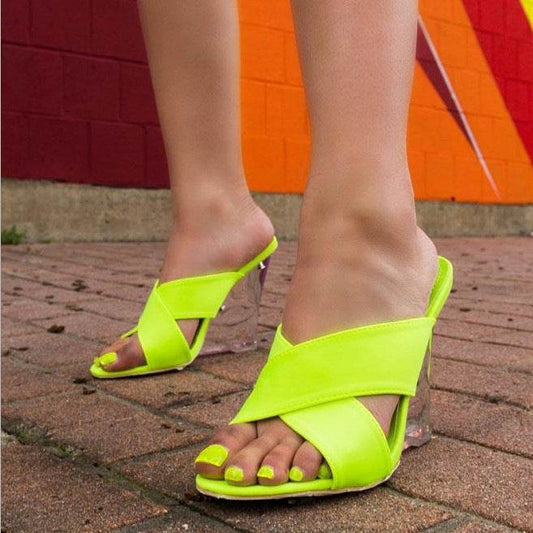 Crystal fluorescent high heels - Mubimart