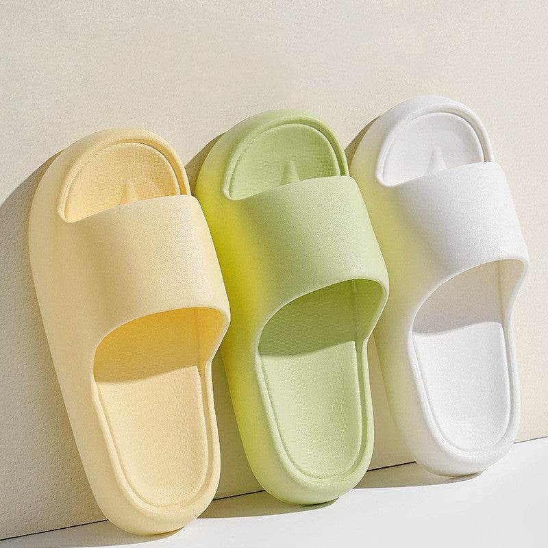 Solid Thick-soled Home Slippers Summer Non-slip Floor Bathroom Slipper For Women Men's House Shoes - Mubimart