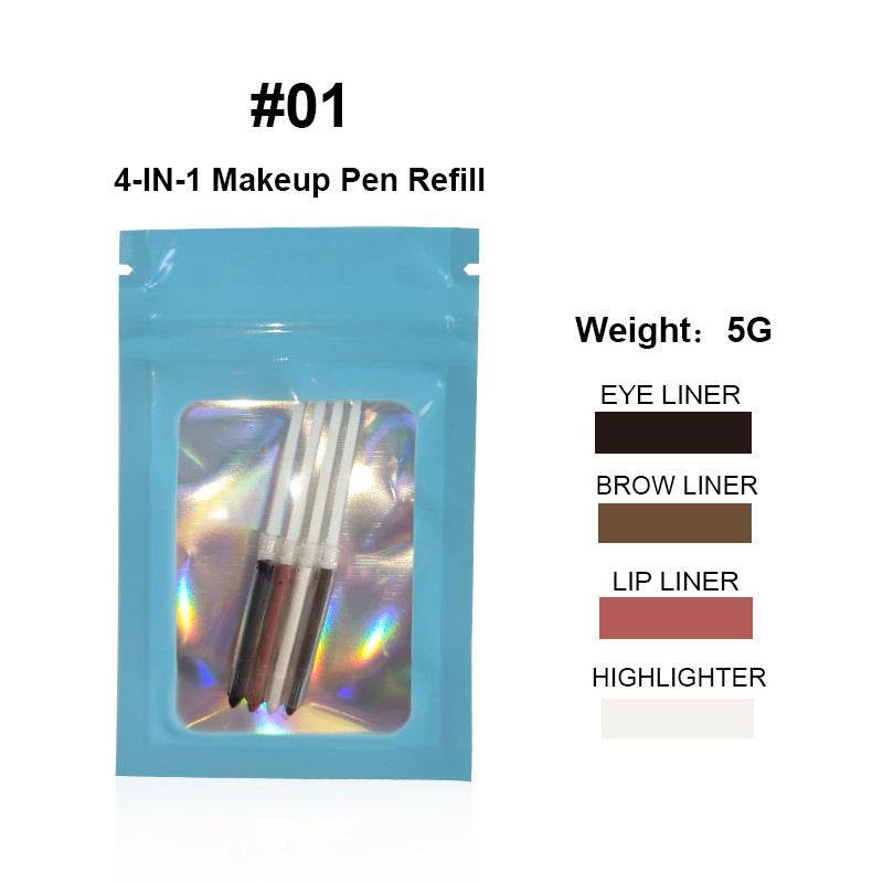 Four-in-one Cosmetic Brush Four-color Lip Liner Highlight Eyeliner Eyebrow Pencil - Mubimart