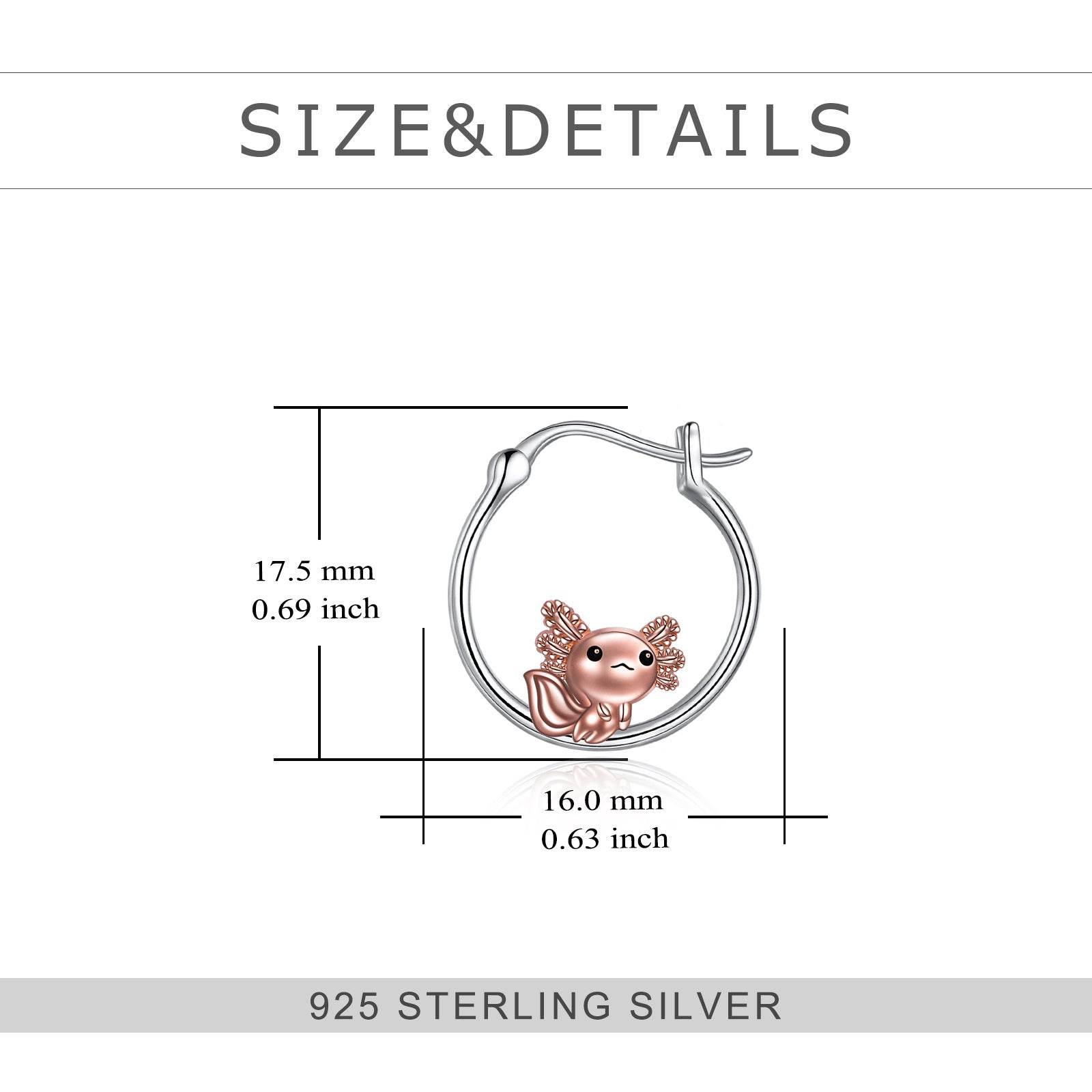 Axolotl Hoop Earrings for Women 925 Sterling Silver Axolotl Jewelry - Mubimart