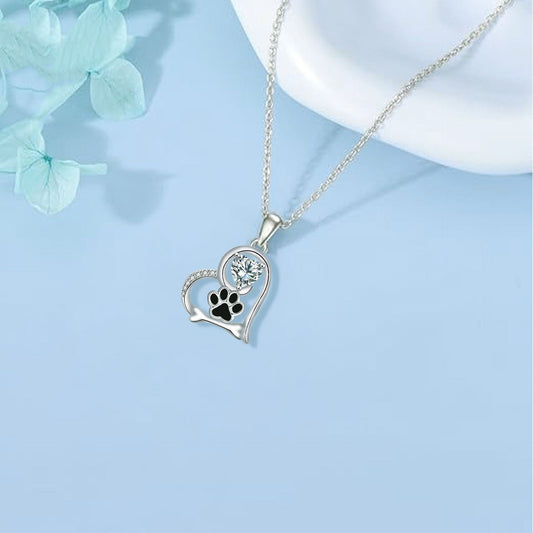 Creative Personality Dog Paw Print Shiny Necklace
