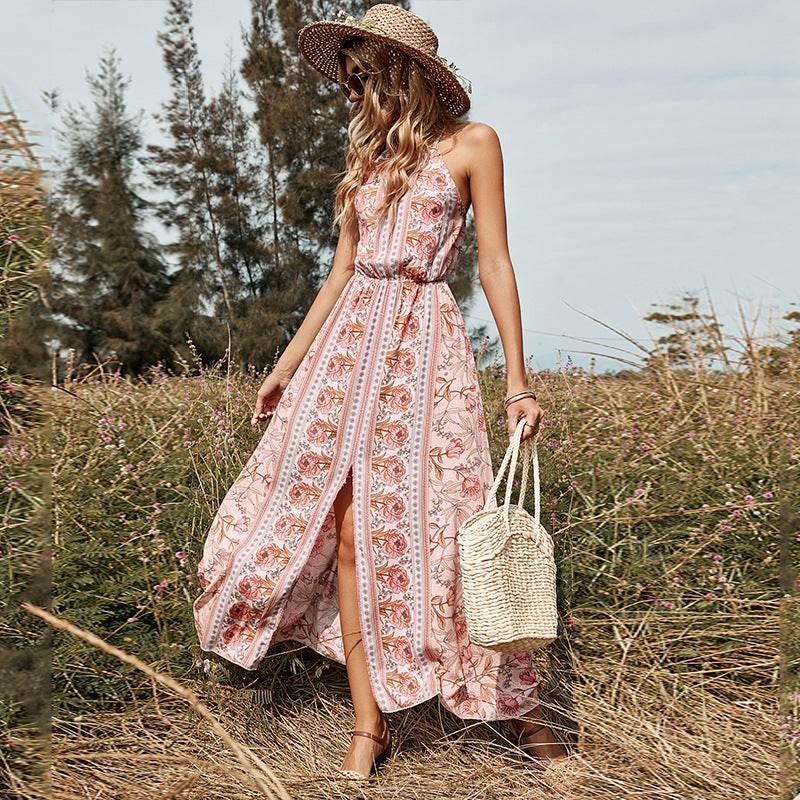 SleevelessBackless Midi Lace Up Dress - Mubimart