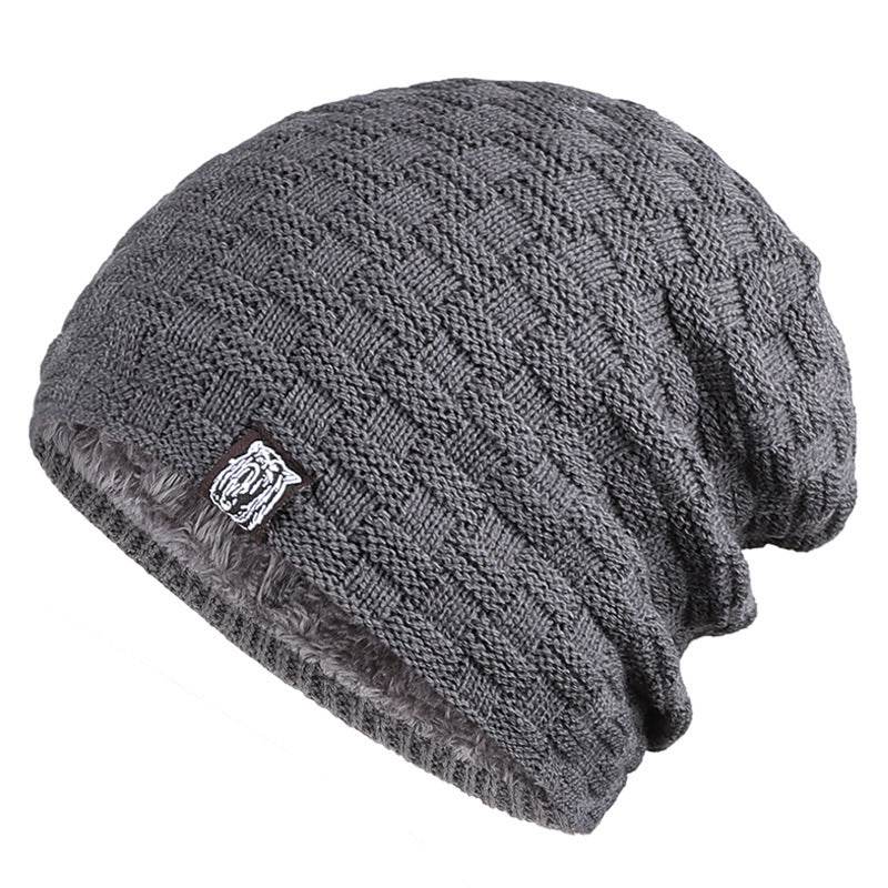 Tiger Label Fleece Warm Men's Hat - Mubimart