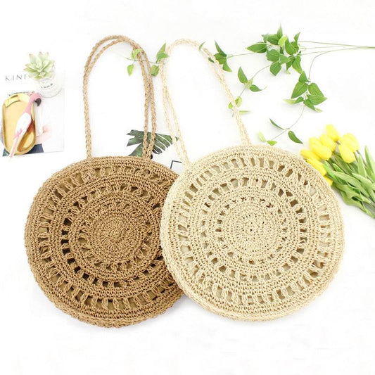 Woven soft beach bag straw bag - Mubimart