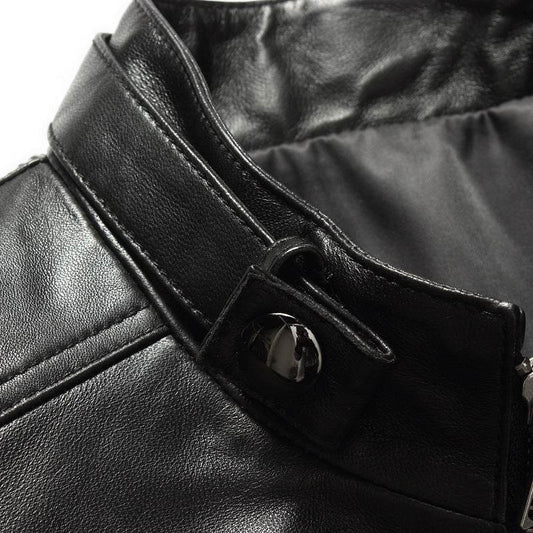 Men's leather leather jacket - Mubimart