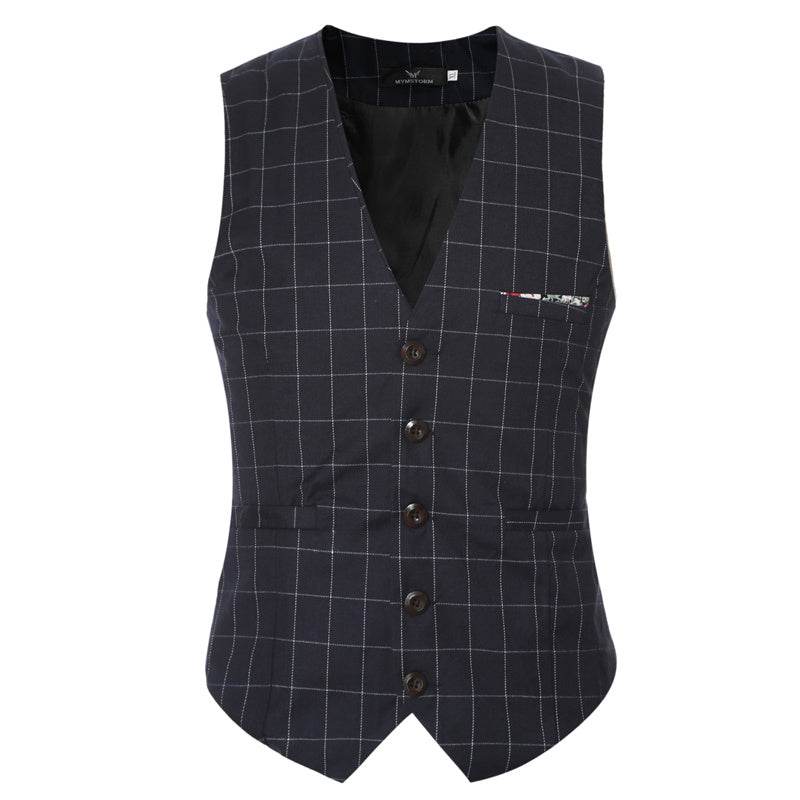 Korean Men's Formal Suit V-necked Vest - Mubimart