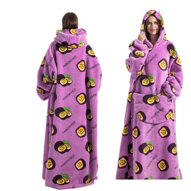 New Plus-sized Widened Homewear Lazy Blanket Warm Nightgown - Mubimart