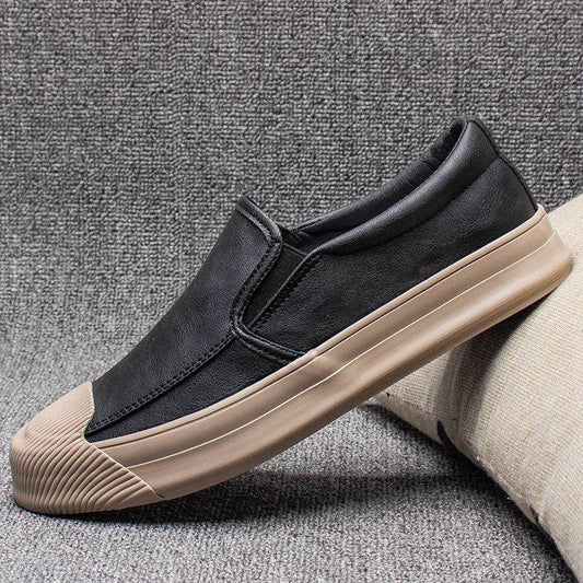 Mens Casual Leather Rubber Shoes - Mubimart