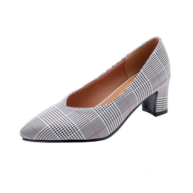 Plaid pointed pumps - Mubimart