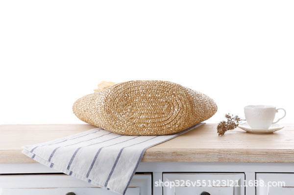 Straw bag beach bag handbag - Mubimart