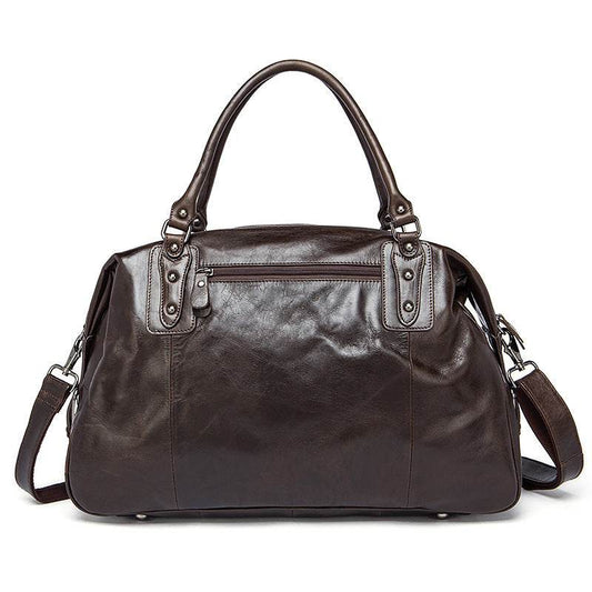 Cowhide Travel Bag Handbag Travel Bag Genuine Leather Travel Duffel Bag - Mubimart