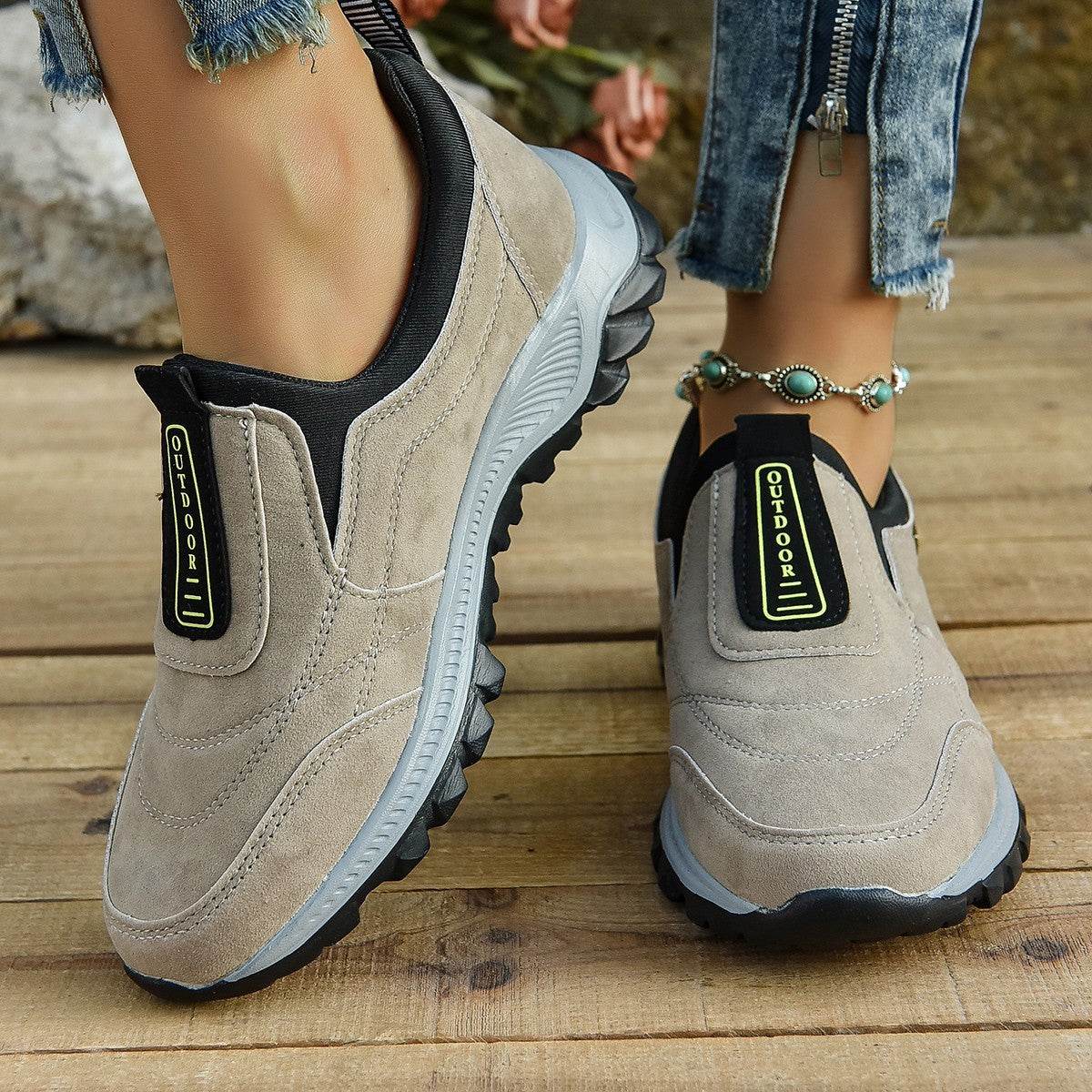Outdoor Slip-on Sports Shoes Comfortable Walking Running Sneakers Women - Mubimart