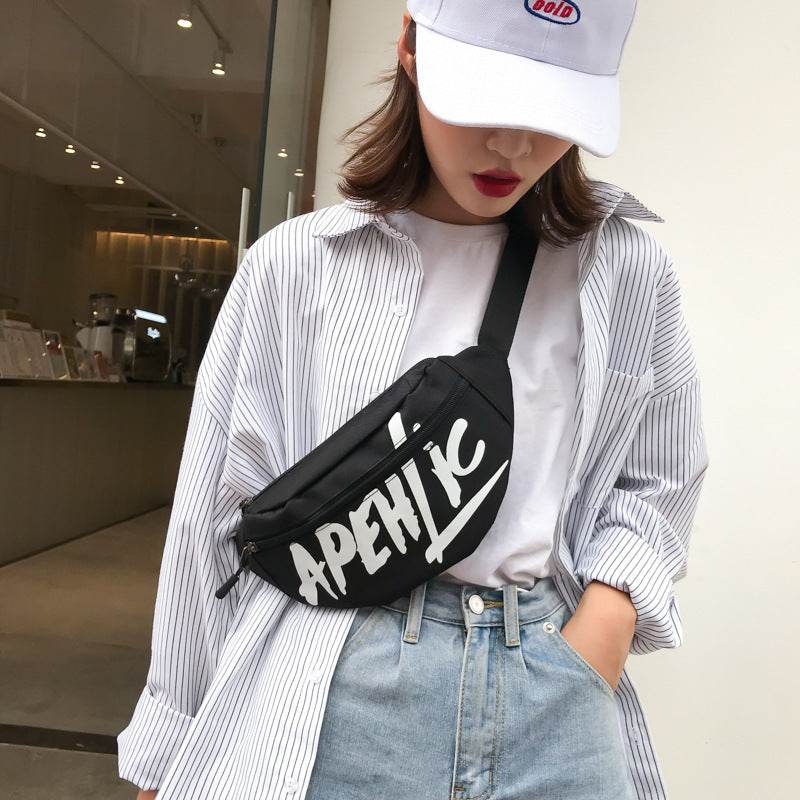 Nylon printed letters small satchel - Mubimart