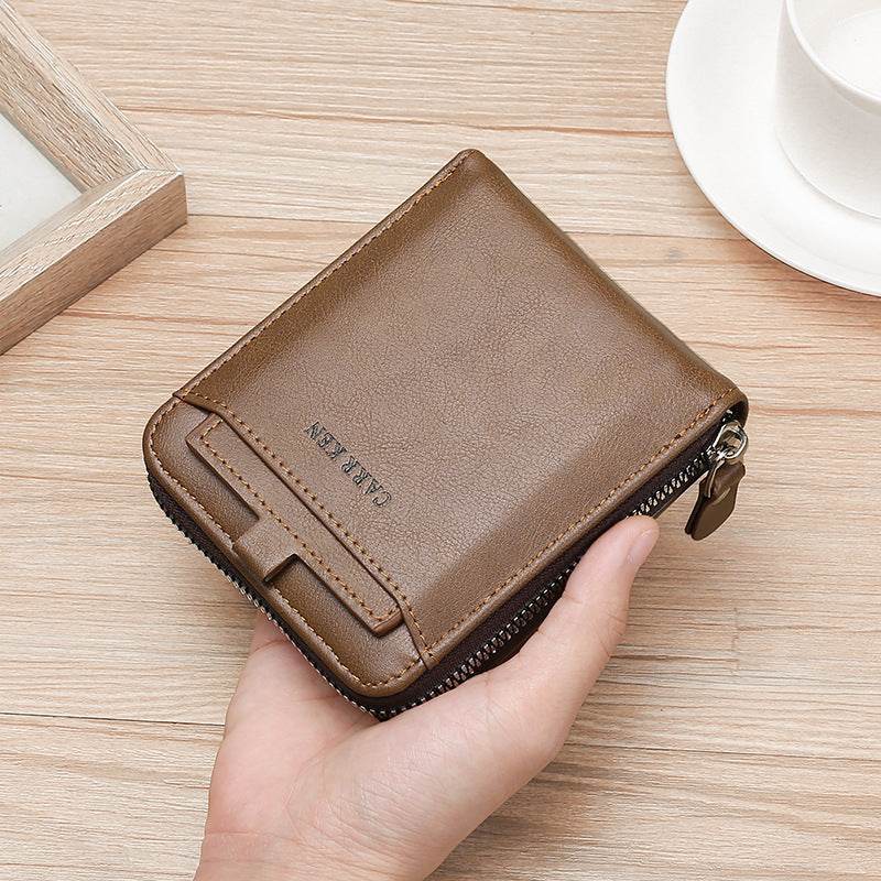 Men's Short Casual Fashion Zipper Wallet - Mubimart