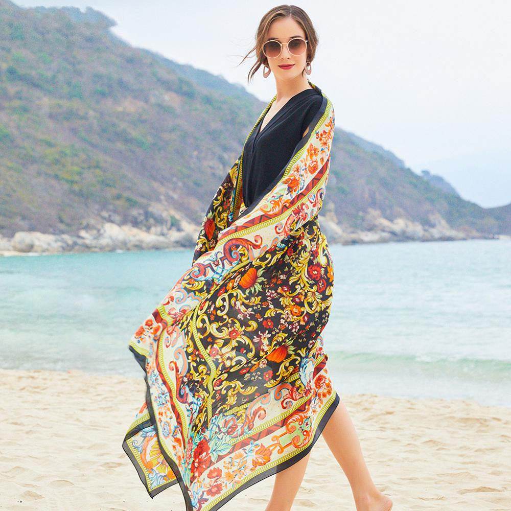 Sunscreen Shawl Ethnic Travel Oversized Shawl - Mubimart