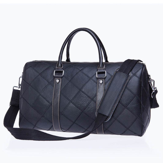 Checked vintage men's bag duffel bag - Mubimart