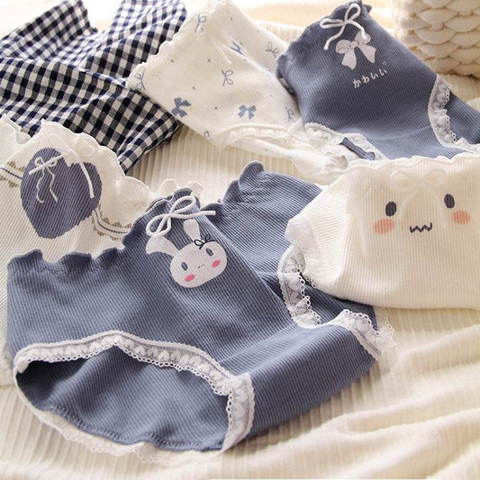 Girls Cotton Mid-waist Briefs Cotton Women Panties - Mubimart