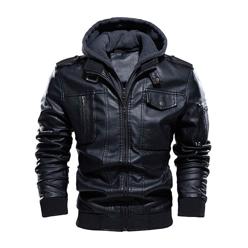 Men's washed leather leather jacket - Mubimart