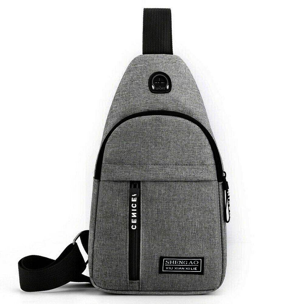 Mens Sling Bag Cross Body Handbag Chest Bag Shoulder Pack Sports Travel Backpack Gray - Mubimart