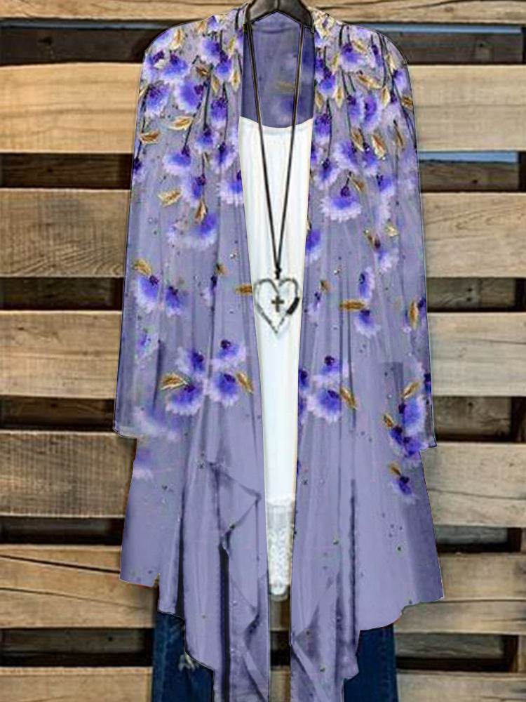 Simple Cardigan Plus Size Women's Printed Coat Top - Mubimart