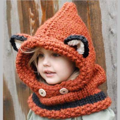Baby Girls Hats Handmade Kids Winter Hats Wrap Bear Scarf Caps - Mubimart