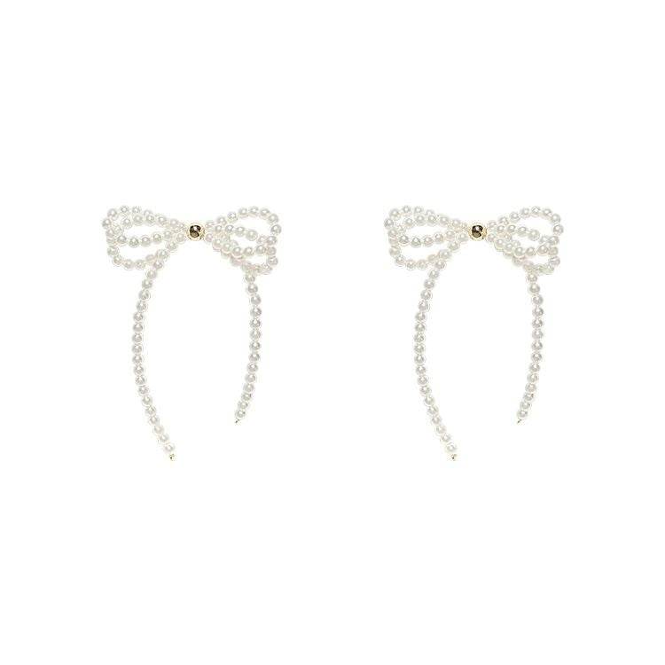 Tassel Stud Earrings Pearl Bow Earrings For Women - Mubimart