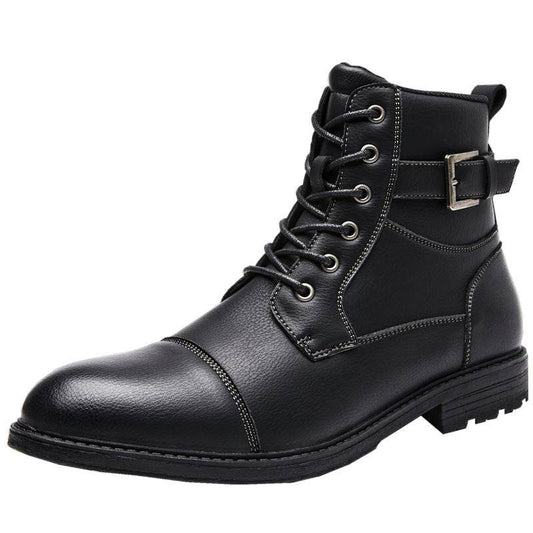 Worker Boot Men's Retro Lace Up High-top Martin Boots - Mubimart