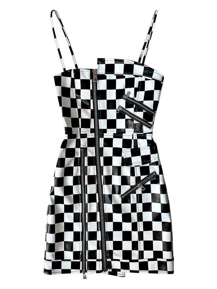 Women's Collar Hem Ramen Placket Slip Dress - Mubimart