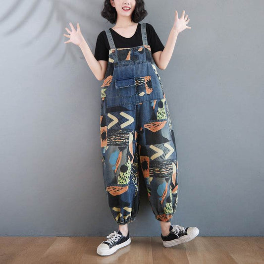 Women's Loose Plus Size Wide Leg Jumpsuit Ninth Pants - Mubimart