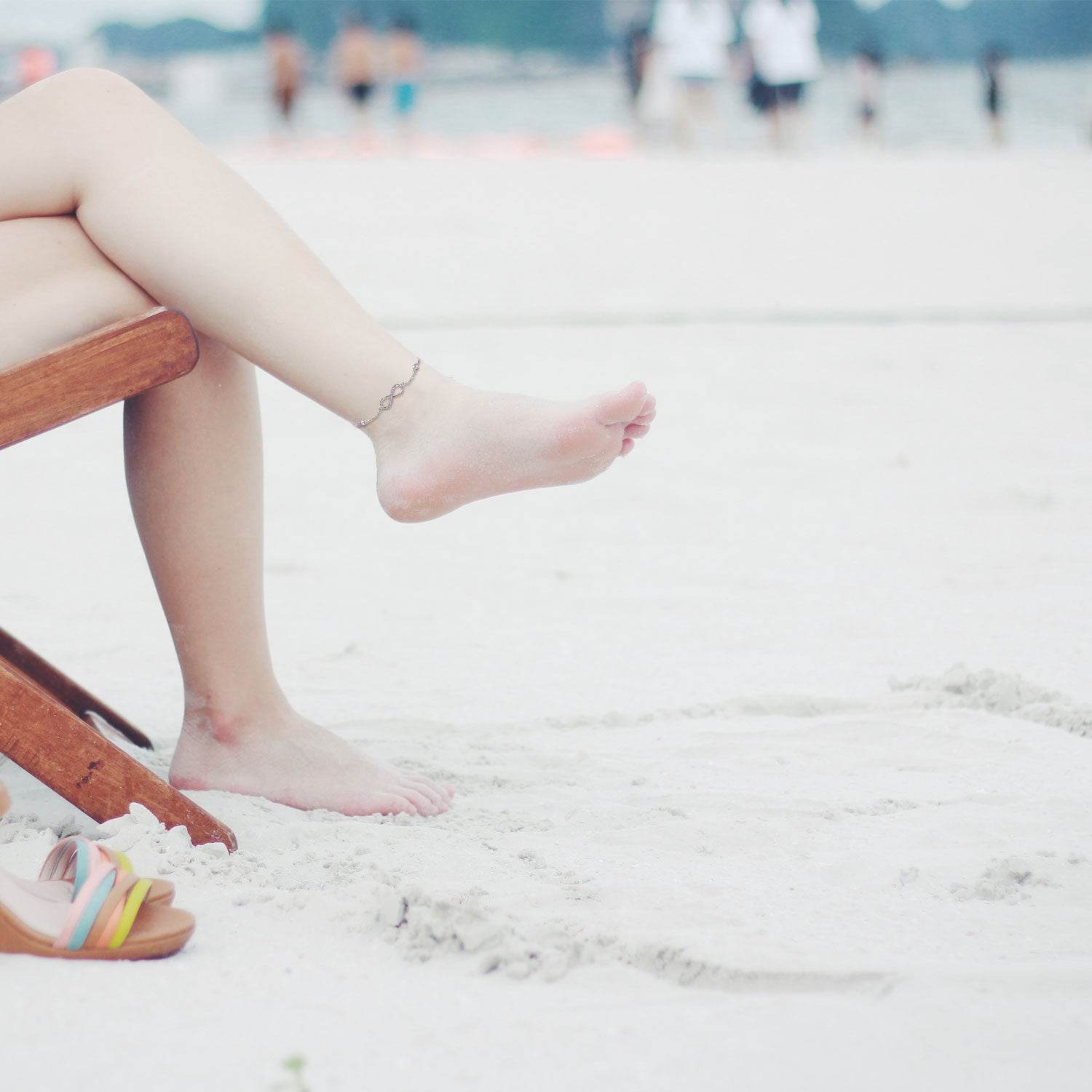 Sterling Silver Endless Love Symbol Anklet Charm Adjustable Chain Anklets For Women - Mubimart