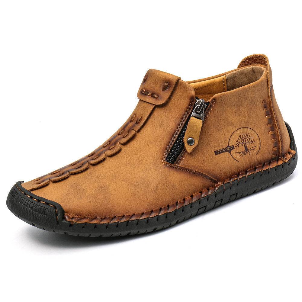 Men Ankle Boots Zipper Outdoor Hiking Shoes - Mubimart