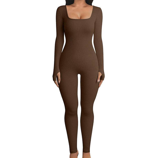 Seamless Jumpsuit Long Sleeve Shapewear Hip Lift Yoga Jumpsuit Sports Jumpsuit Bodysuits - Mubimart