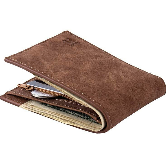 Fashion Men Wallets Mens Wallet with Coin Bag Zipper Small Money Purses New Design Dollar Slim Purse Money Clip Wallet - Mubimart