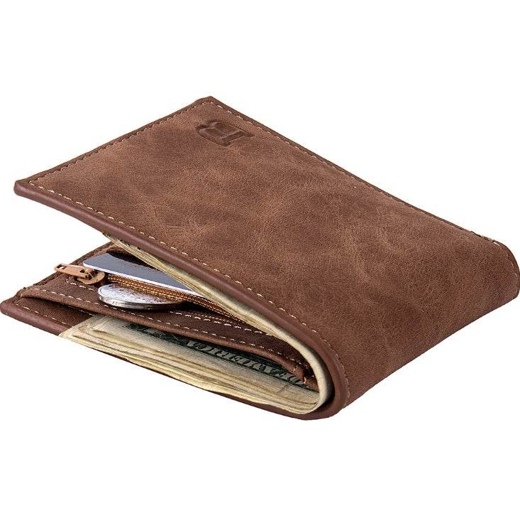 Fashion Men Wallets Mens Wallet with Coin Bag Zipper Small Money Purses New Design Dollar Slim Purse Money Clip Wallet - Mubimart