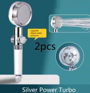 Shower Head Water Saving Flow 360 Degrees Rotating With Small Fan ABS Rain High Pressure Spray Nozzle Bathroom Accessories - Mubimart