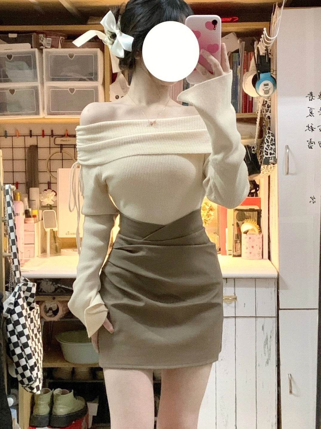 Women's Young Hot Girl Top High Waist Hip Skirt Two-piece Suit - Mubimart