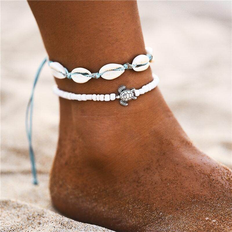 Simplicity Anklets Green Blue Color Star Fish Anklet Women Beach Foot Jewelry Leg Chain Ankle Bracelets Foot Accessory - Mubimart