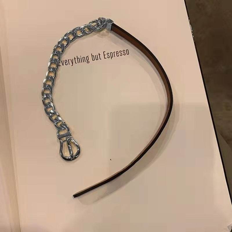 Punk Titanium Steel Cuban Chain Leather Choker Necklaces For Women - Mubimart