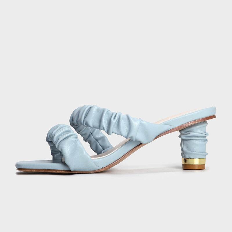 Women's Pleated Lace-Up Comfort High Heel Sandals - Mubimart
