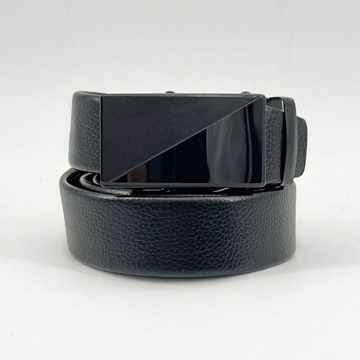 Microfiber PU Leather Ratchet Belt Belts For Men Adjustable Slide Buckle Black - Mubimart