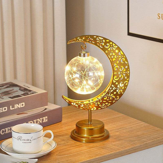 LED Modeling Lamp Creative Personality Iron Moon - Mubimart