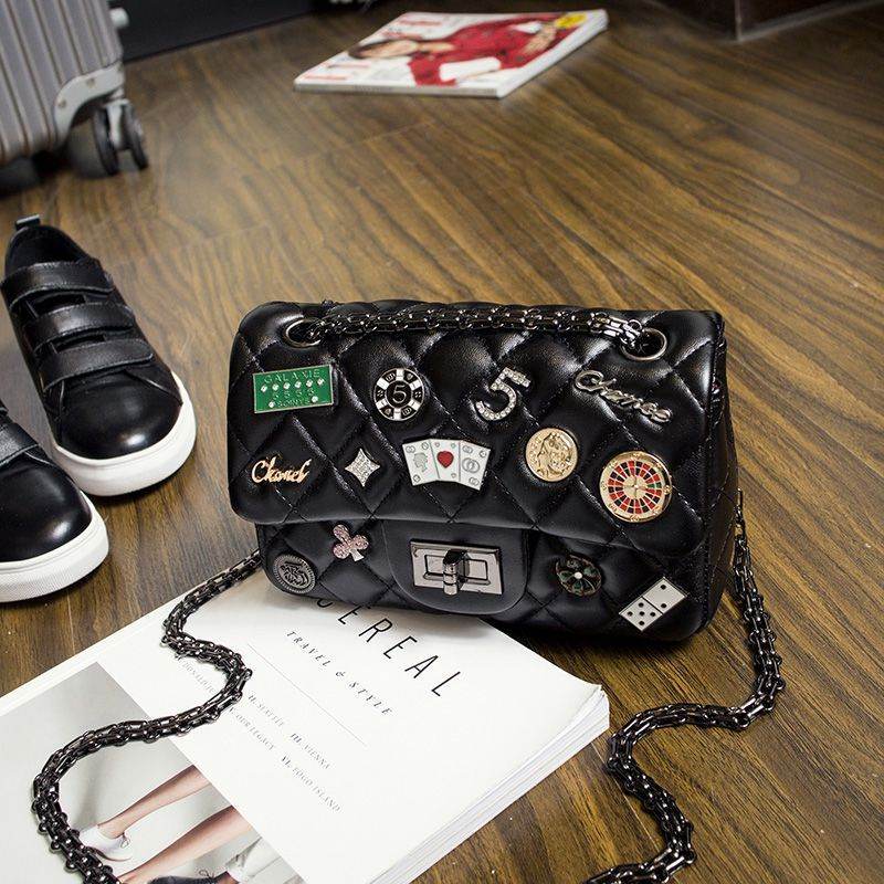 Women Handbag Shoulder Tote Badge Bag Leather - Mubimart